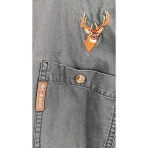 Columbia Men's Brown Embroidered Deer Canvas Shooting Shirt Green Size XL